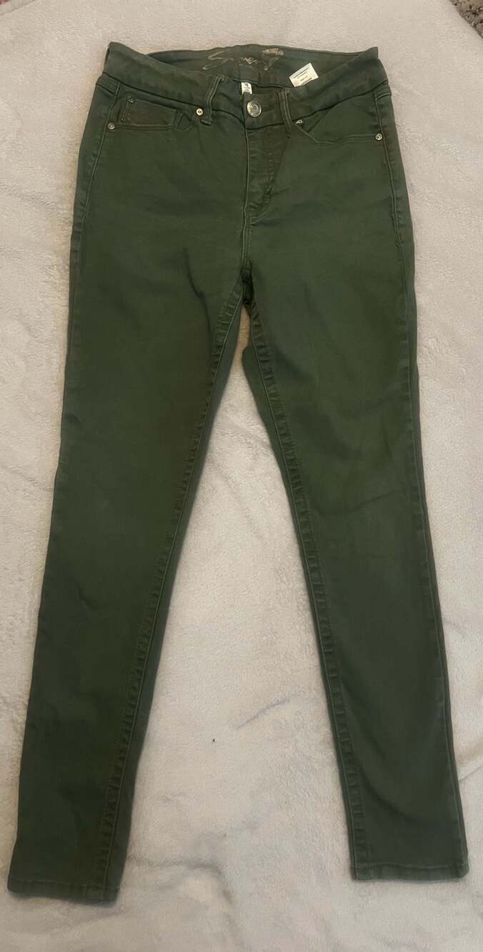 Seven7 Skinny Jeans Size 10 Green Cotton Blend